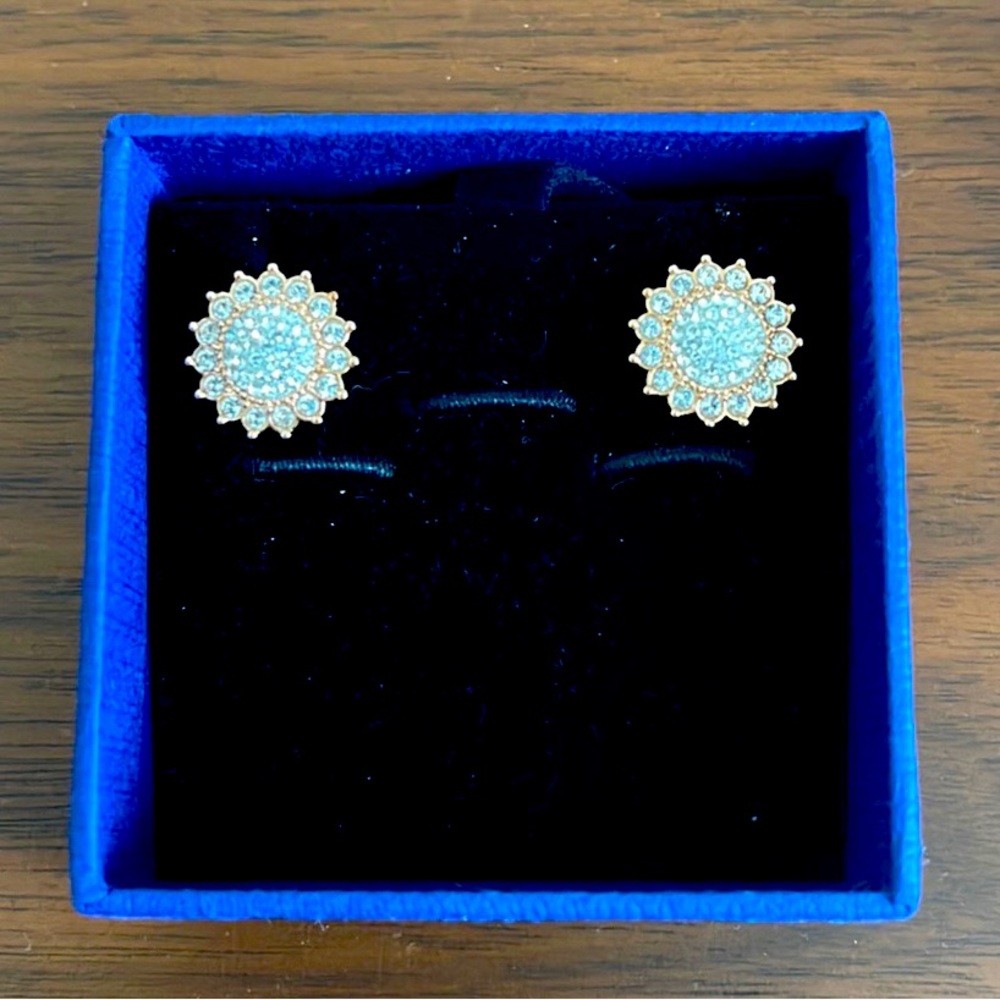 Swarovski sunflower rose stud earrings